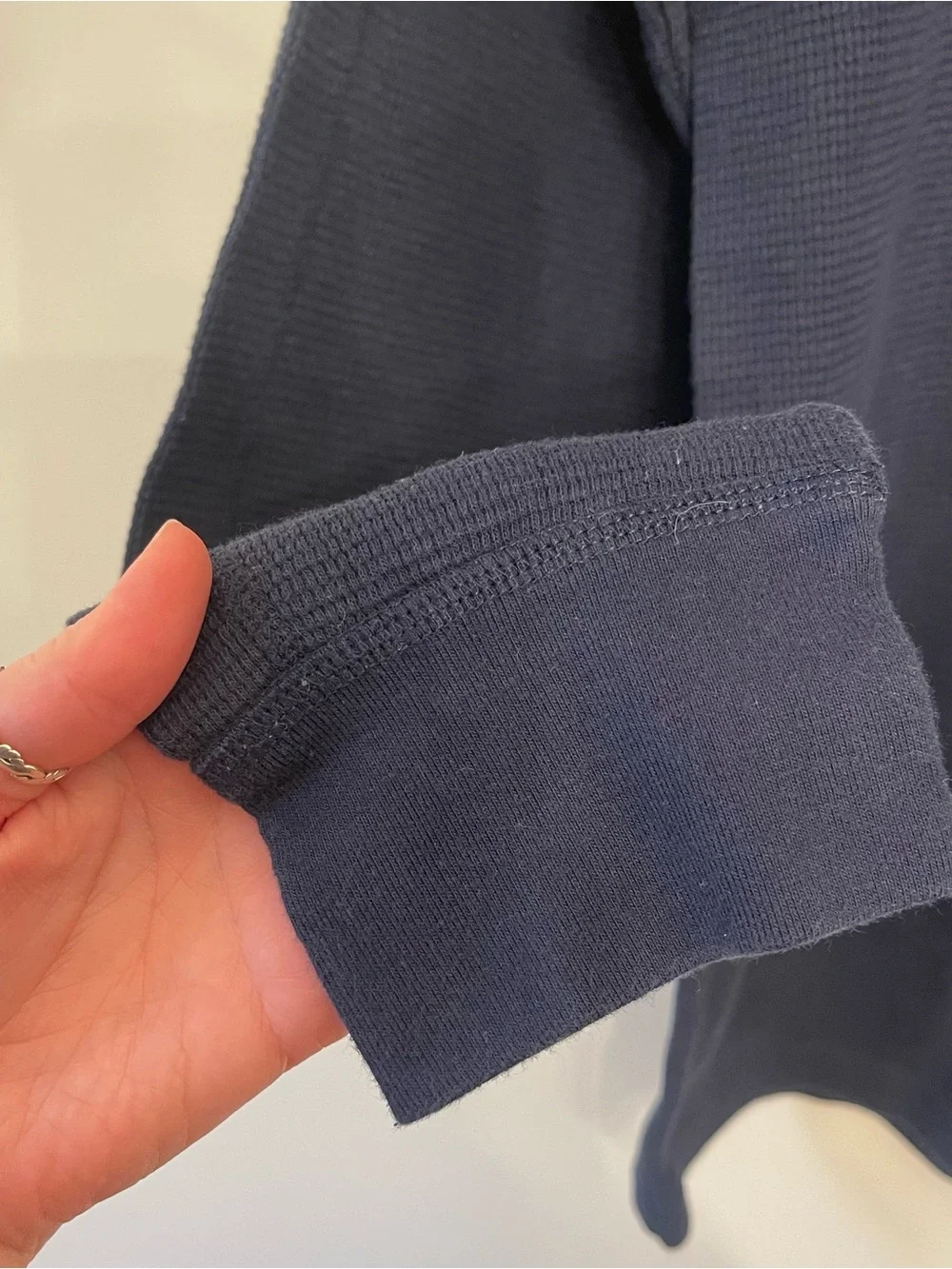 J Crew Thermal Waffle Knit Navy Long Sleeve Tee XL